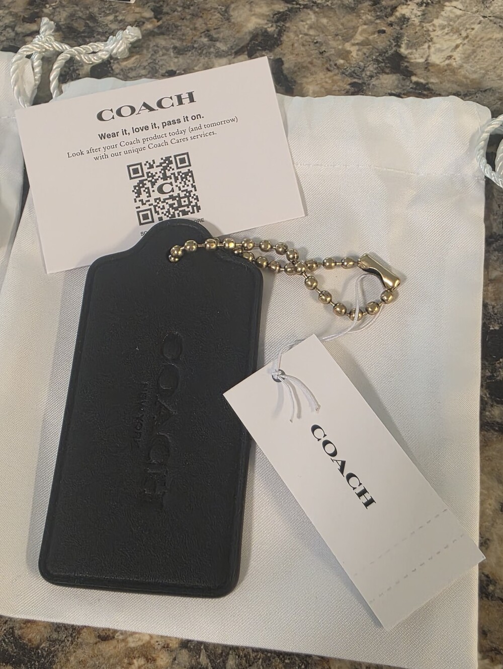 Coach Medium Leather Tag with Embossed Logo